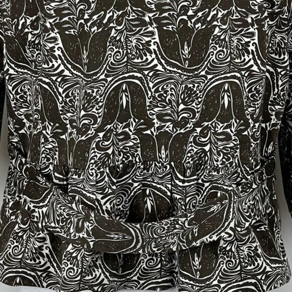 Saks Fifth Ave Brown & White Floral Cotton Cropped Blazer Jacket NWOT Size 14 - Picture 7 of 11